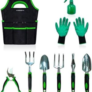 Garden Tool Set Gardening Hand Tools Outdoor Tools Kit Heavy Duty Handle 9 Pcs Gardening Tool Kits with Storage Bag Trowel Shovel Rake Weeder Plant Gardening Gift for Women Men Gardener of GZGNEEVL