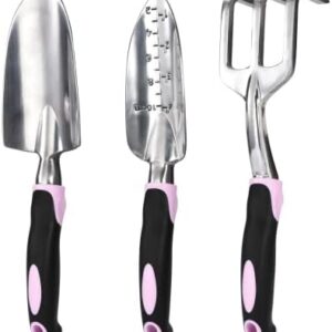2WAYZ – Garden Tool Set – Heavy Duty 3-Piece Gardening Kit – Aluminum Alloy Spade Shovel, Transplant Hand Trowel, and Cultivator Rake – Ergonomic Non-Slip Rubber Grip – Ideal Garden Tools Gift