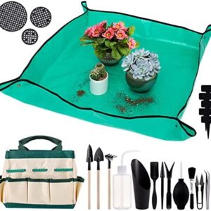Pack of 44 Succulent Tool Set – 39.4″ Indoor Plant Repotting Mat with Storage Bag, Miniature Succulent Hand Tools, Garden Flower Plants Transplanting Supplies Gifts for Gardeners Plant Care