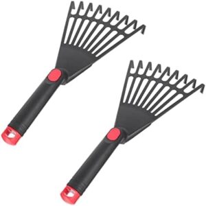 Yardenfun 2pcs Garden Pitchfork Fireside Shovel Dead Leaf Rakes Small Rake for Gardening Plastic Garden Rakes Cultivator Rake Plastic Rakes Plastic Soil Rake Black Heavy Hand Leaf Rake