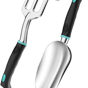 V.C.Formark Heavy Duty Garden Hand Tools, Aluminum Soil Scoop with Ergonomic Handle, Metal Garden Rake – Easy to Loosen Soil, Ideal for Transplanting, Digging, Cultivating, Weeding and Sowing