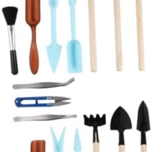 GANAZONO Kids Tool Bag 20 pcs Miniature Tools Tool Bag Metal Succulent Gardening Tools Mini cultivators Succulent Planting Tools Nursing Small Garden Shovel Care Garden Shears