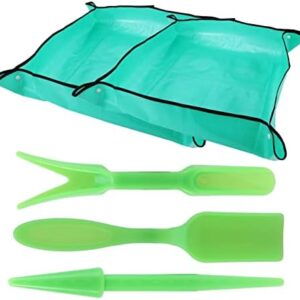 YHZNW 2PCS Plant Transplanting Repotting Mat Foldable Garden Work Cloth Waterproof Thicken Gardening Mat Change Soil Watering Pads with 3Pcs Miniature Succulent Hand Tools(Size:1Set)