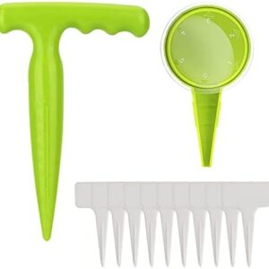 Andiker 12pcs Gardening Tool Sets, Adjustable Outdoor Seed Planter Tool Garden Seeder Kit with 10pcs Plant Lables a Hole Puncher,Plastic Hand Seed Spreader for Hole Digging and Sowing (Green)