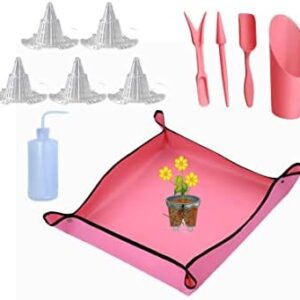 Succulent Plant Tools Set,Indoor Plants Tool Kit,Repotting Mat,Fairy Gardening Hand Tools,Mini Garden Planting Watering Tool,Flower Pot Hole Mesh Pad for Houseplants,Cactus,Bonsai,Terrarium (Set A)