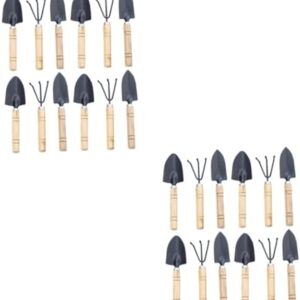 Yardwe 24 Pcs Gardening Tools Iron Garden Shovel Transplanter Shovel Tiller Mini Hand Trowel Hand Held Rake Garden Mini Shovel Mini Garden Trowel Weeding Tool X10 Succulents Wood Stand up