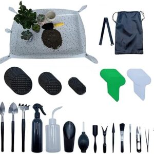 Miniature Succulent Hand Tools Set,Gardening Tool Set-Succulent Tools Set, Repotting Mat,Plant Tag for Indoor Outdoor Miniature Fairy Garden Plant Care (Star Repotting Mat)