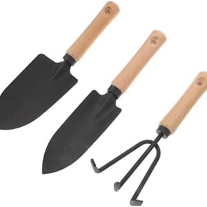 Mini Shovel 1 Set Garden Tools Small Hand Rake Garden Hand Cultivator Flower Planting Shovels Hand Planting Metal Gardening Tools Digging Trowel Wooden Handle Flowers Outdoor