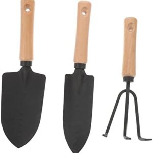 1 Set Garden Tools Carbon Steel Gardening Kit Spade for Gardening Small Spade Shovel Garden Spade Gardening Tools Small Hand Shovel Wooden Handle Three-Tooth Rake
