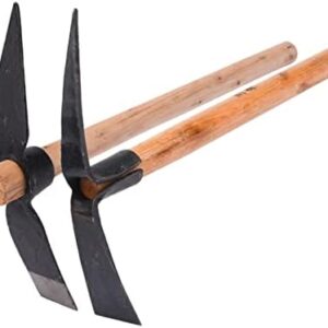 Garden Hoe 40 x 25cm Garden Pick Mattock with Carbon Steel Blade Head and Wood Handle, Gardening Multipurpose Hand Tool for Digging Weeding Seeding Turning Soil