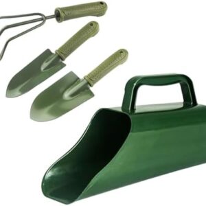 4pcs Hand Shovel for Gardening Trowel Garden Tool, 3Pcs Small Garden Rake and a Soil Scoop, Plastic Garden Cultivation Scoop, Ergonomic Hand Tools Set Edging Shovel, Cultivation Bucket Scoop