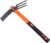 LUBAN 3 Sprongs Dual Head Rake Hoe with Heavy Duty Forged Adze and Ergonomic Non-Slip Handle for Loosening Soil, Gardening, Camping Outdoor 39mm/15-Inch