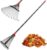 Leaf Rake for Gardening, Adjustable Garden Rakes for Lawns Heavy Duty, Lightweight Metal Rake with 9″-16.5″ Collapsible Rake Head, 18-Wire Tine, 6 FT Long Handle, Camping, Yard, Clear Collect Leaves